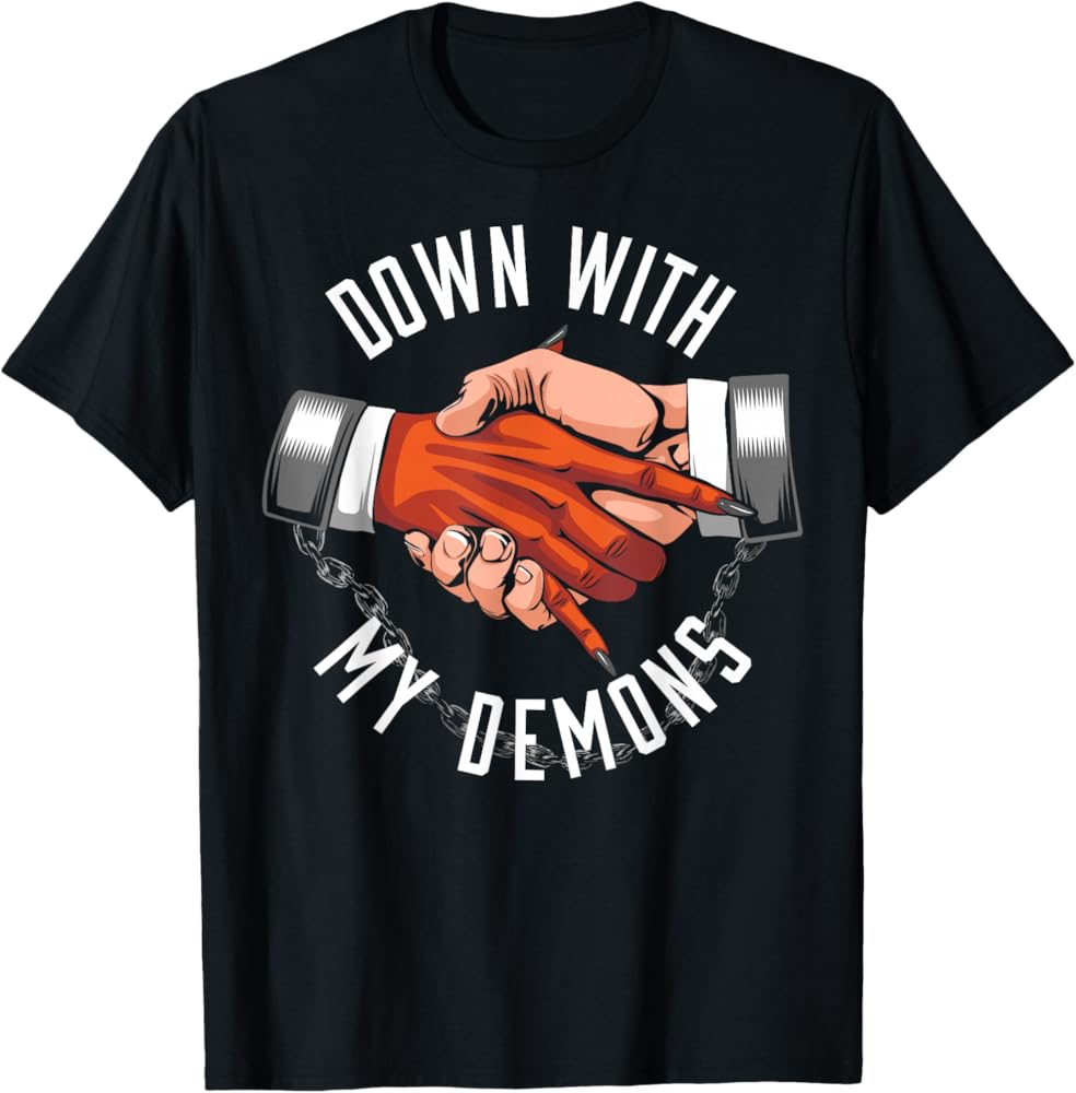 Amazon.com: Down With My Demons Deal Handshake Aesthetic Humour
